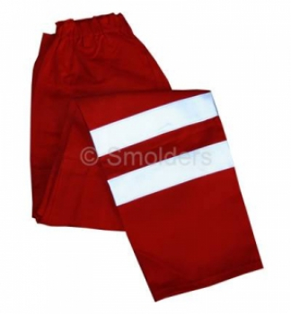 Rote Einsatzhose mit Reflexstreifen in weiß
