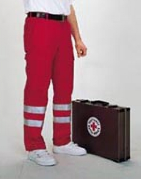 Bundhose rot  mit Reflexstreifen in silber